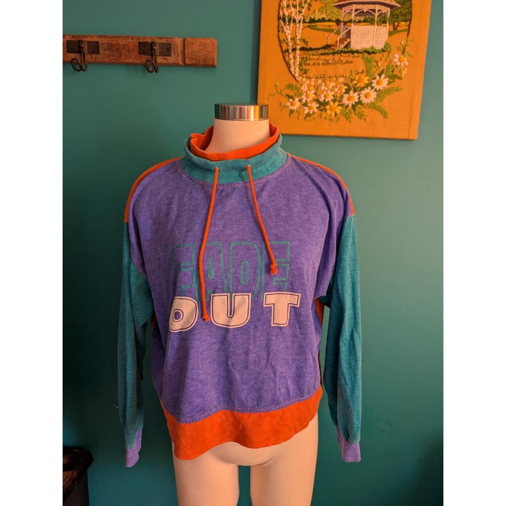 Vintage 90s mockneck pullover colorblock size large XL athletic surf sweatshirt - Picture 5 of 5